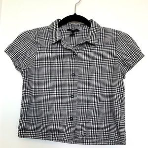 Forever 21 girls houndstooth/tweed button up shirt size 9/10